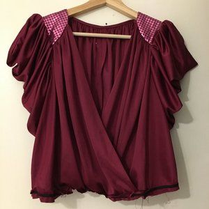 1970s Disco Ruffle Drape Top Vintage Sequin Urban